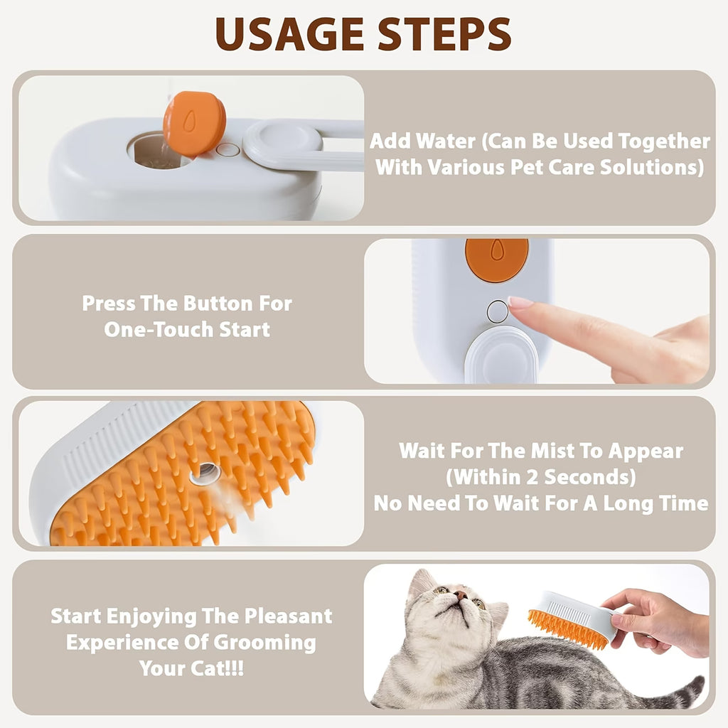 Pet Steam Brush 3-in-1